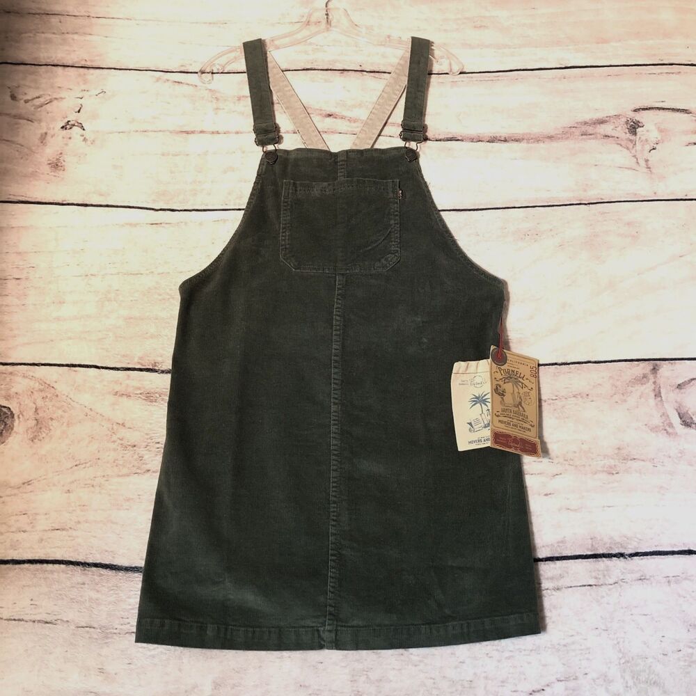 Purnell Workwear Overall Dress 12/31 Green Corduroy Bib Pocket Mini Skirt Y2k